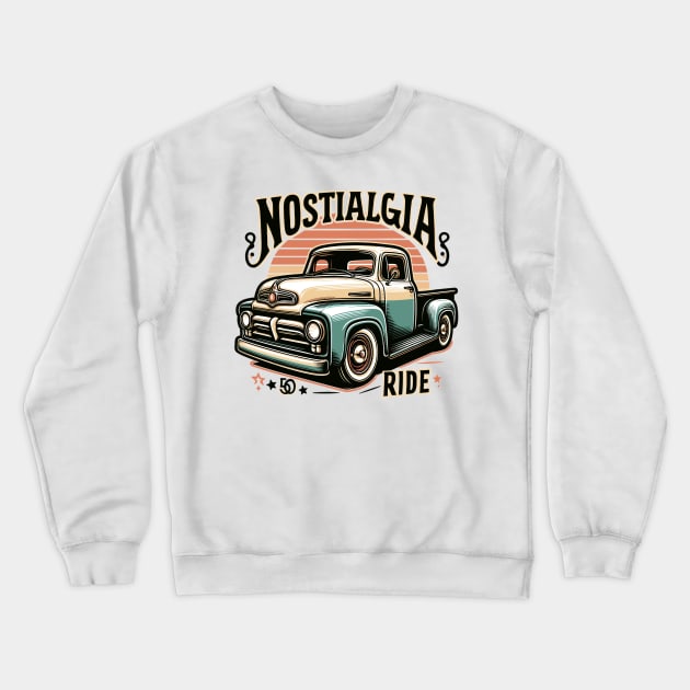 Vintage Pickup Truck, Nostalgia Ride Crewneck Sweatshirt by Vehicles-Art